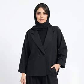 کت آستین پاکتی نخی مشکی مدل آلفا علیدسا