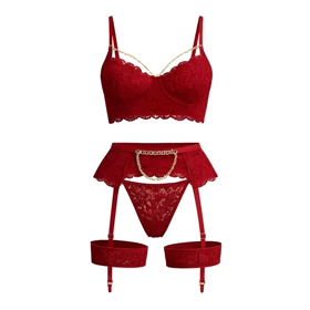 ست زنجیری فانتزی زرشکی برند لاریسا کد 4918