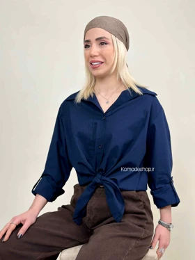 شومیز گره‌ای زنانه اسلپ سروین (سرمه ای)