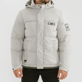 کاپشن مردانه سیلیکونی، سفید با قابلیت پافر استایل گرم و شیک 8613