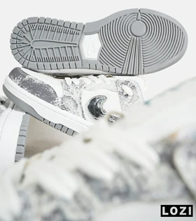 کفش کتانی مردانه و زنانه طوسی سفید NIKE dunk low steam puppet