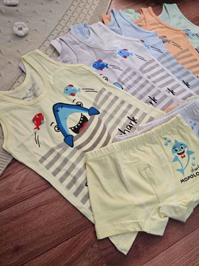 ست شورت زیرپوش پسرانه طرح کوسه