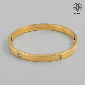 بنگل کارتیر نگین‌دار طلایی کد 509428025-38
