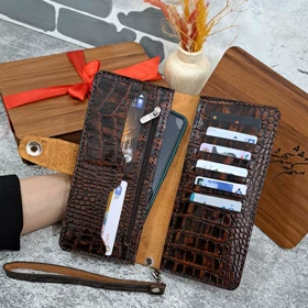 کیف پول دستی مردانه چرم طبیعی طرح روکو