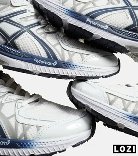 کفش کتانی سفید سرمه ای نارنجی ASICS KAYANO 20