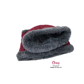 کلاه و شال زمستانی بچه گانه/ پسر و دختر رنگ زرشکی
