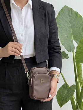 کیف دوشی موبایلی رنگ قهوه ای