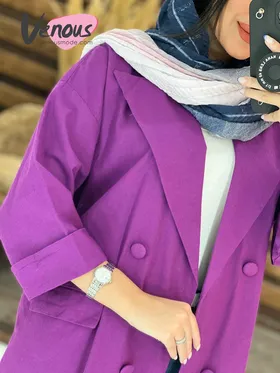 مانتو کتی چهاردکمه یقه پهن