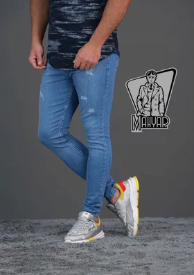 شلوار جین آبی زاپ‌دار