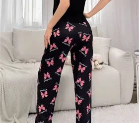 شلوار پیژامه مخمل طرح پاپیونی وارداتی دبی