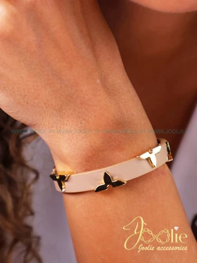 دستبند زنانه چرمی لویی ویتون کد B2127 (کرم)