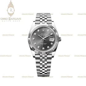 ساعت مچی رولکس سوئیسی سیلور ایندکس نگین صفحه خاکستری Rolex Datejust