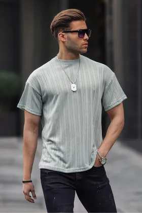 تیشرت مردانه یقه خدمه سبز نعناعی 6179