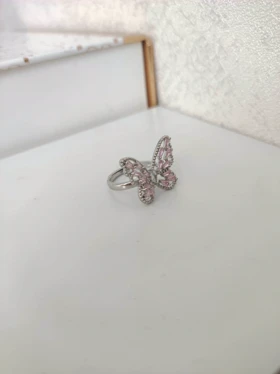 انگشتر پروانه نگین‌دار استیل