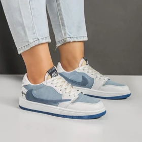 کفش کتانی زنانه و دخترانه مدل نایک NIKE Jordan 1 VOODOO رنگ سفید آبی کد M751