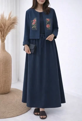 ست کت و دامن گلدوزی لینن آرامش