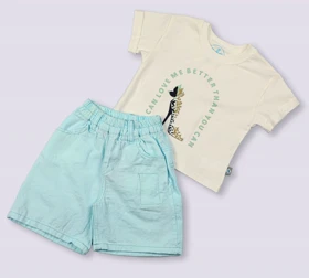 ست تیشرت شلوارک پاستیلی طرح کفش