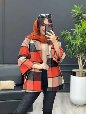 پالتو چهارخونه پشت کش دار