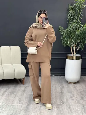 ست بافت و شلوار جیب پاکتی