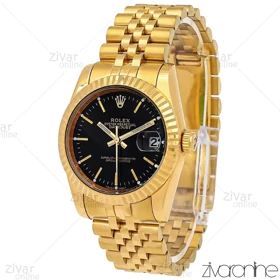 ساعت رولکس دیت جاست مردانه طلایی مشکی ایندکس خطی 106743