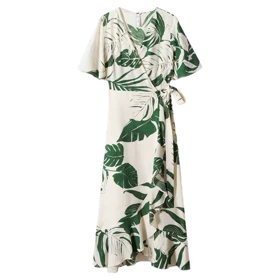 پیراهن نخی ساحلی ماکسی زنانه منگو کد 57030247 MANGO