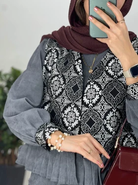 ست پیراهن مانتویی به همراه وست سوزندوزی شده