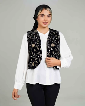 وست مخمل سوزن‌دوزی (طلایی)