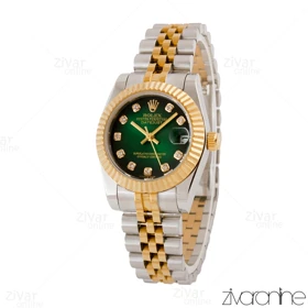 ساعت رولکس دیت جاست زنانه طلایی صفحه سبز مشکی 104833