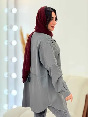 شومیز کتان جیب پیله
