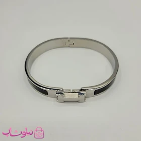 دستبند زنانه هرمس مشکی نقره ای استیل قفل اورجینال کد 680