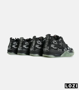 کفش کتانی ساق‌دار مردانه مشکی سبز Jordan 4 x Kaws