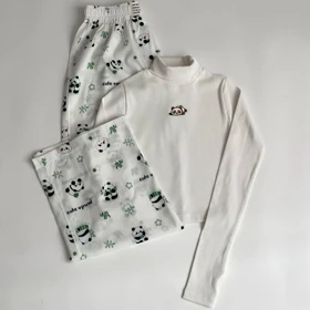 ست شلوار و کراپ آستین دار یقه اسکی