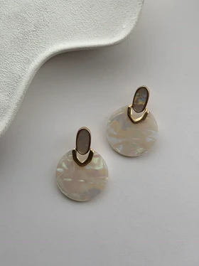 گوشواره صدف دایره ای 2 تکه