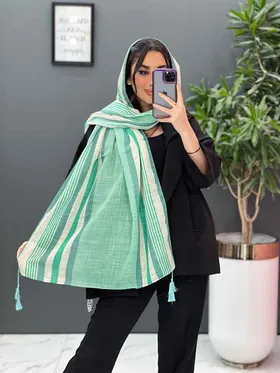 شال لینن طرح راه راه ریز