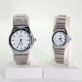 ساعت مچی ست مردانه و زنانه امگا Omega 6015 تاریخ دار با قفل پروانه ای