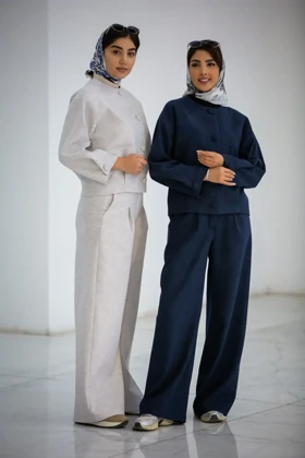 کت کراپ دخترانه مچ دکمه دار