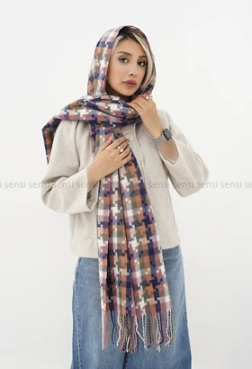 شال 4خونه رنگی پشمی کد1004706