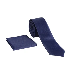 ست کراوات و دستمال جیب سورمه‌ای 98154