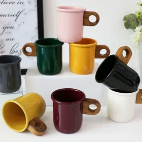 لیوان لعابی دسته چوبی 200 میل