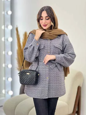 مانتو کمر دار دو جیب پاکتی