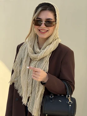 شال نخ پلیسه چروک کد 773 (کرم روشن)