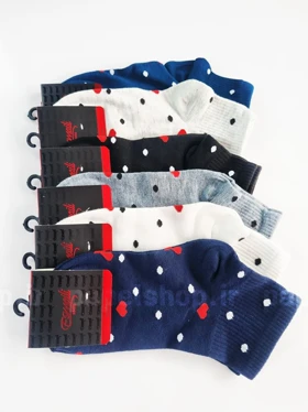 جوراب نیم ساق طرح نقطه و قلب