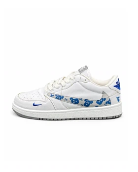 کفش کتانی مردانه مدل نایکی ترویس کاز سفید طوسی آبی Nike travis kawz