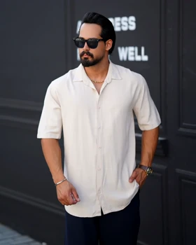 پیراهن لینن برند زارا آستین کوتاه (کرمی روشن)