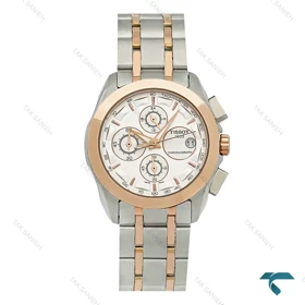 ساعت مچی تیسوت زنانه دورنگ رزگلد صفحه سفید کرنوگراف دار Tissot-8269-L
