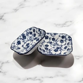 خرما خوری مربع سرامیکی دنی هوم گل آبی / BA15