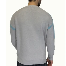 بافت یقه گرد سر آستین آبی 23339