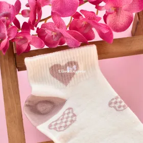 جوراب مچی دخترانه نخی خرس و قلب M