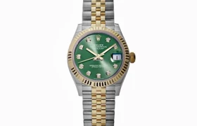 ساعت رولکس دیت جاست مردانه دورنگ طلایی صفحه سبز ایندکس نگین Rolex Datejust silver gold