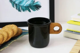 لیوان لعابی دسته چوبی 350 میل